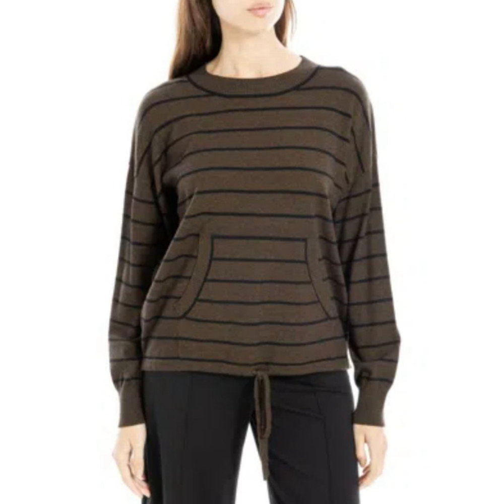 MAX STUDIO
Drawstring Hem Pullover Sweater In Loden/black